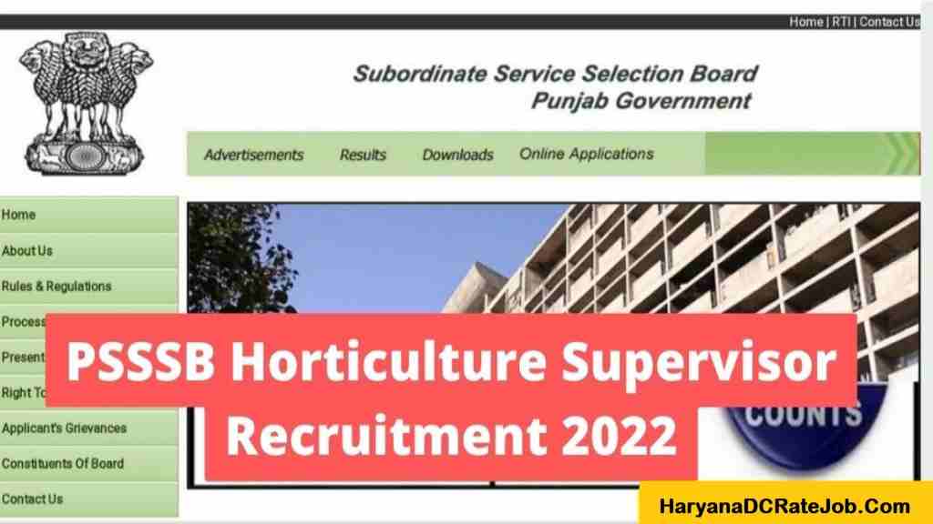 PSSSB Horticulture Supervisor Recruitment 2022