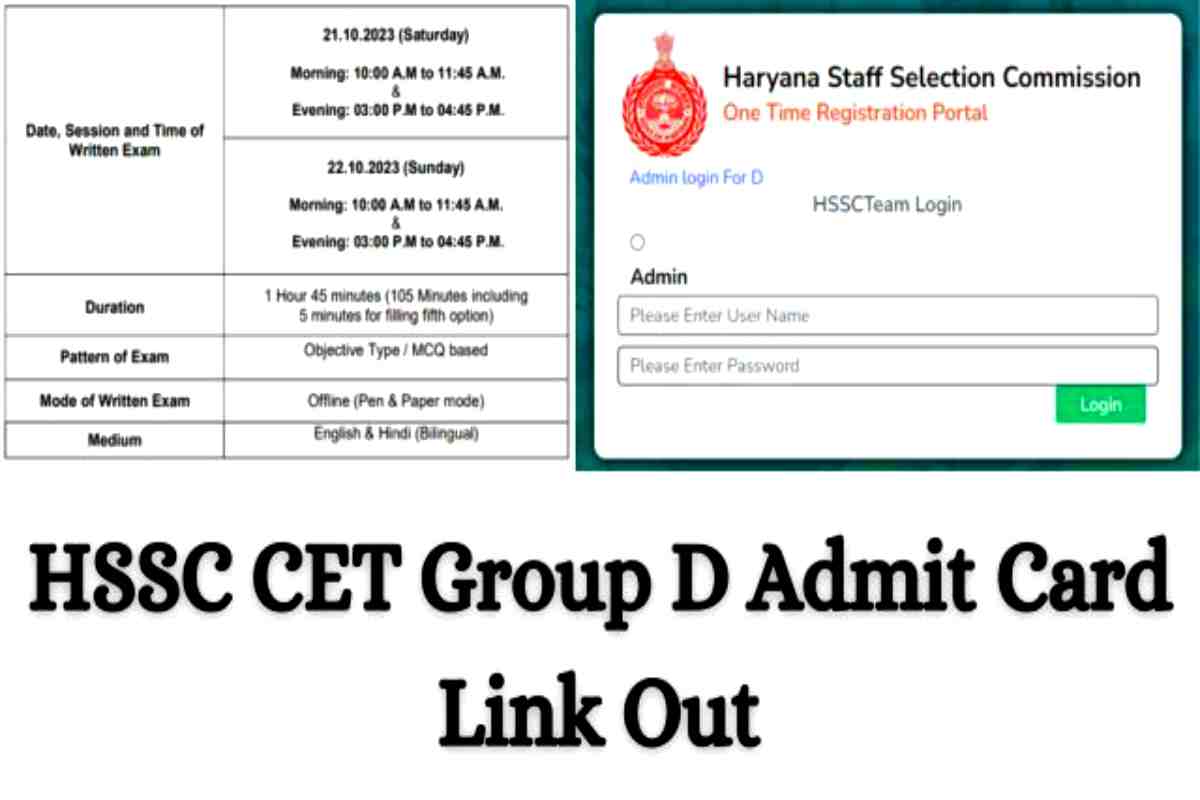 HSSC CET Group D Admit Card 2023 Download Link